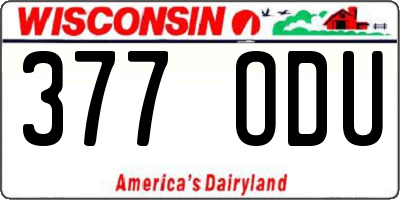WI license plate 377ODU