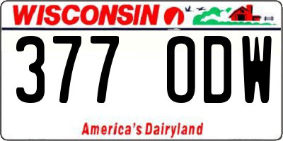 WI license plate 377ODW