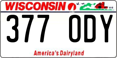 WI license plate 377ODY