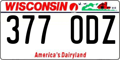 WI license plate 377ODZ