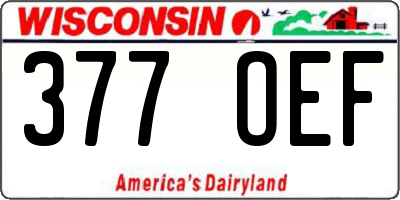 WI license plate 377OEF
