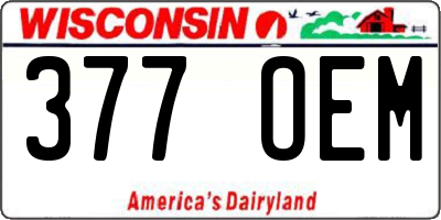 WI license plate 377OEM