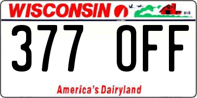 WI license plate 377OFF