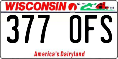 WI license plate 377OFS