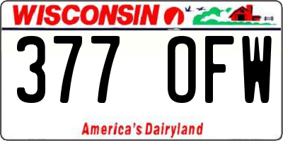 WI license plate 377OFW