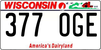 WI license plate 377OGE
