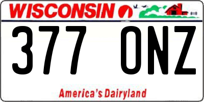 WI license plate 377ONZ