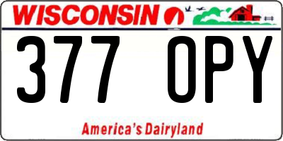 WI license plate 377OPY