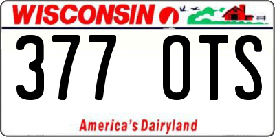 WI license plate 377OTS