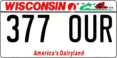 WI license plate 377OUR