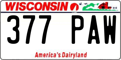 WI license plate 377PAW