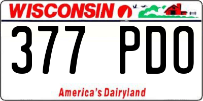 WI license plate 377PDO