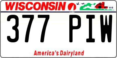WI license plate 377PIW