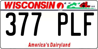 WI license plate 377PLF