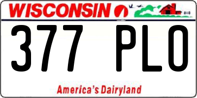 WI license plate 377PLO