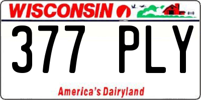 WI license plate 377PLY
