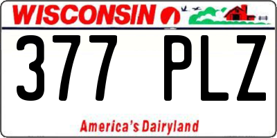 WI license plate 377PLZ