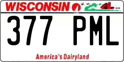 WI license plate 377PML