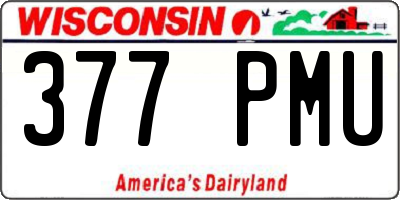 WI license plate 377PMU