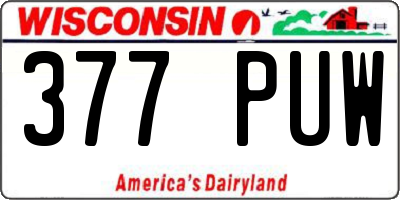 WI license plate 377PUW