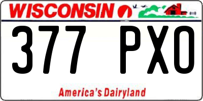 WI license plate 377PXO