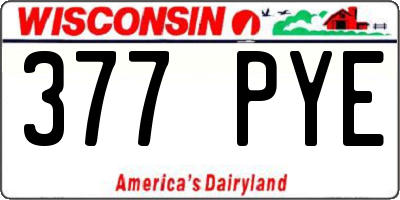 WI license plate 377PYE