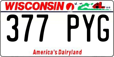 WI license plate 377PYG