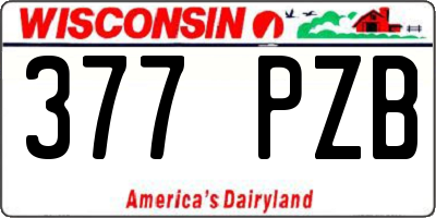WI license plate 377PZB