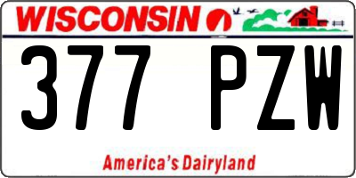 WI license plate 377PZW