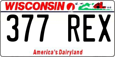 WI license plate 377REX