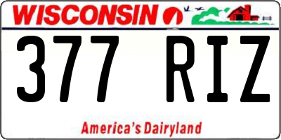 WI license plate 377RIZ