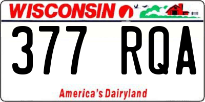 WI license plate 377RQA