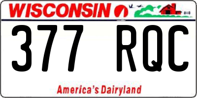 WI license plate 377RQC