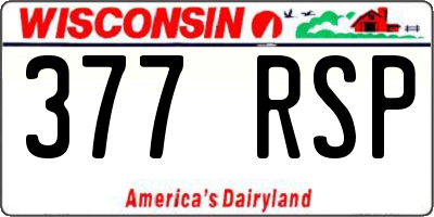 WI license plate 377RSP