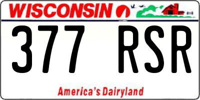 WI license plate 377RSR