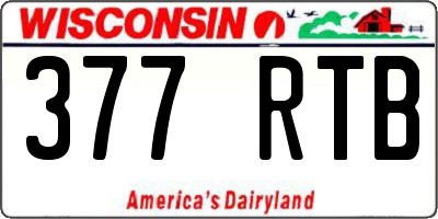 WI license plate 377RTB