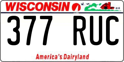 WI license plate 377RUC