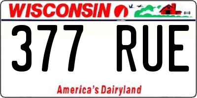 WI license plate 377RUE