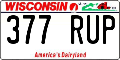 WI license plate 377RUP