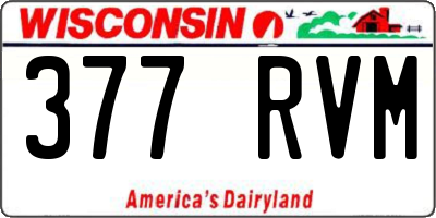 WI license plate 377RVM