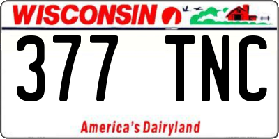 WI license plate 377TNC