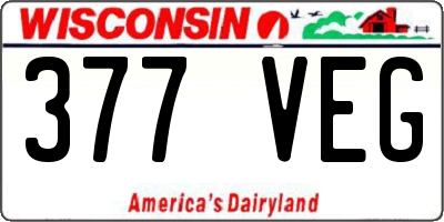 WI license plate 377VEG