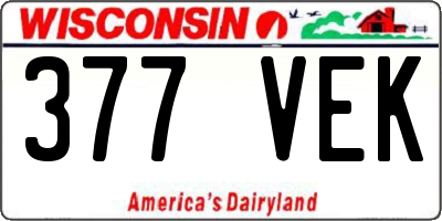 WI license plate 377VEK