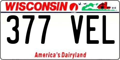 WI license plate 377VEL