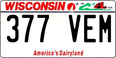 WI license plate 377VEM