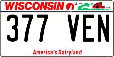 WI license plate 377VEN