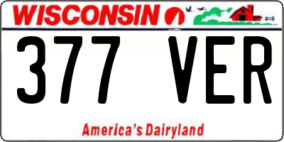 WI license plate 377VER