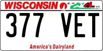 WI license plate 377VET