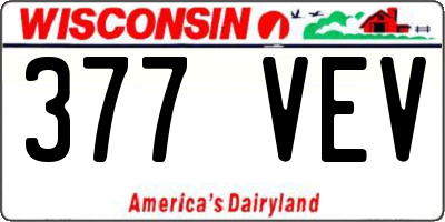 WI license plate 377VEV