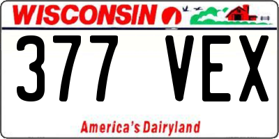 WI license plate 377VEX